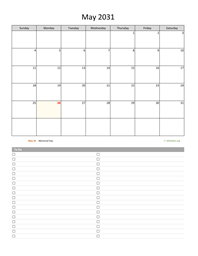 May 2031 Calendar with To-Do List