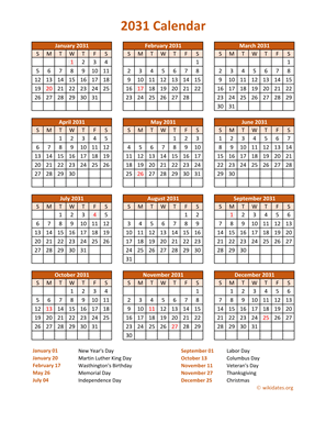 Calendar 2031 Vertical