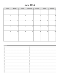 June 2035 Calendar with To-Do List