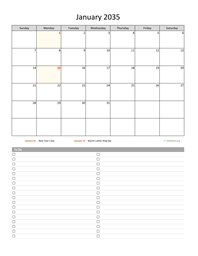 Monthly 2035 Calendar with To-Do List