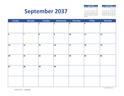 September 2037 Calendar Classic