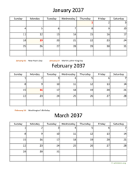 three months 2037 calendar vertical