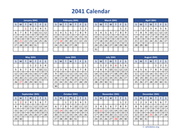 2041 Calendar in PDF