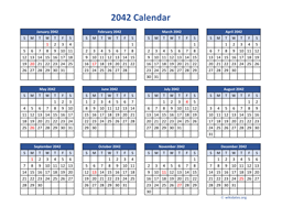 2042 Calendar in PDF