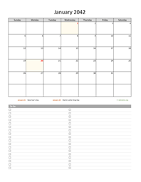 Monthly 2042 Calendar with To-Do List