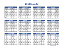 2044 Calendar in PDF