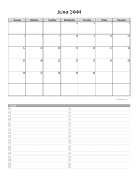June 2044 Calendar with To-Do List