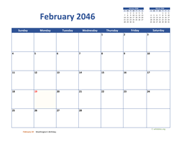 February 2046 Calendar Classic