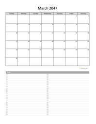 March 2047 Calendar with To-Do List