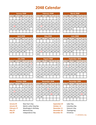 Calendar 2048 Vertical