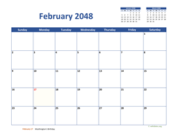 February 2048 Calendar Classic
