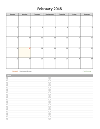 February 2048 Calendar with To-Do List