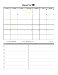 Monthly 2048 Calendar with To-Do List