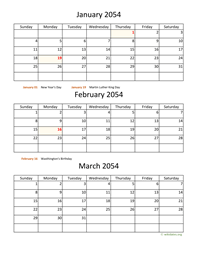 three months 2054 calendar vertical
