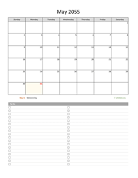 May 2055 Calendar with To-Do List