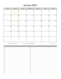 Monthly 2057 Calendar with To-Do List