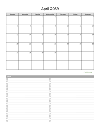 April 2059 Calendar with To-Do List