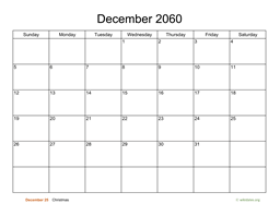 Basic Calendar for December 2060