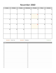 November 2060 Calendar with To-Do List