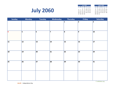 July 2060 Calendar Classic
