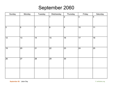 Basic Calendar for September 2060