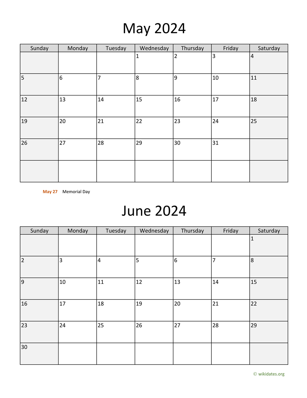 May and June 2024 Calendar WikiDates org