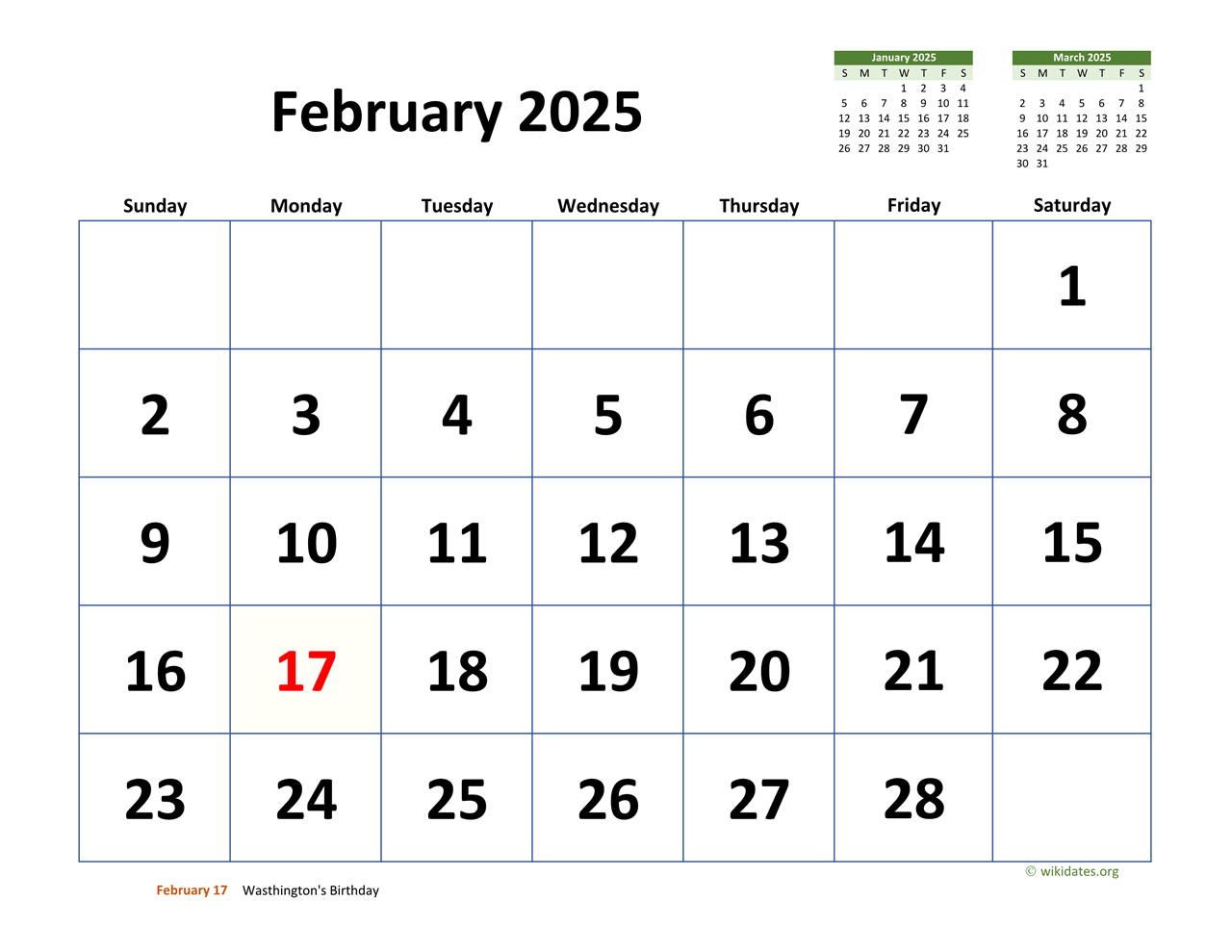 Calendar For February 2025