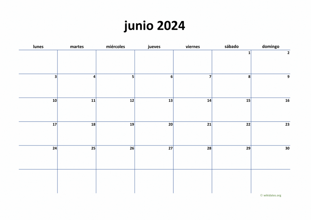 Calendario Junio 2024