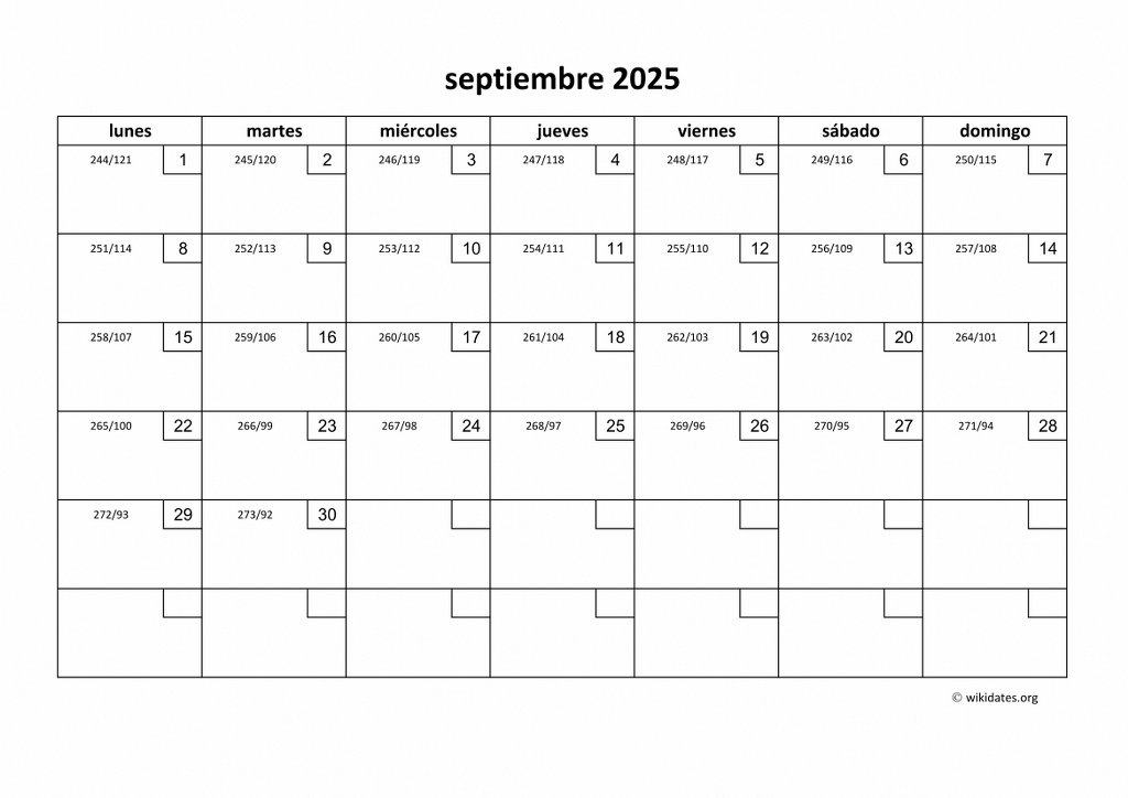 Calendario Septiembre 2025