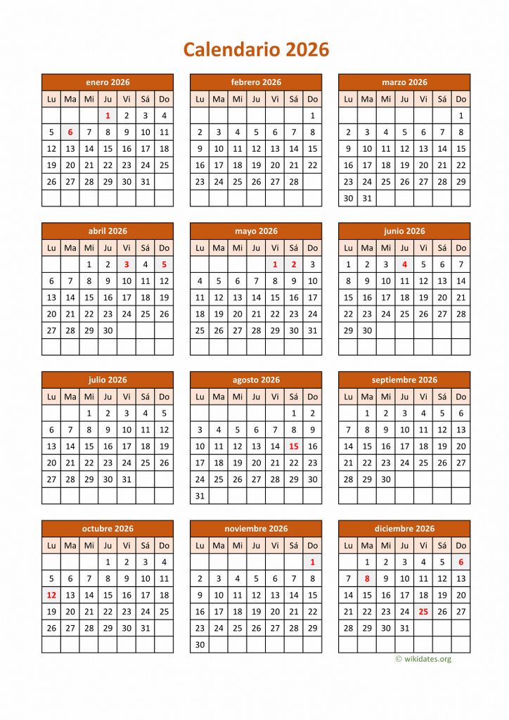 Calendario 2026 Calendario De España Del 2026