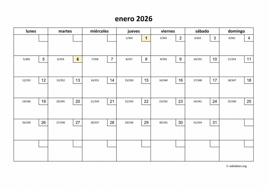 Calendario 2026 Calendario de España del 2026
