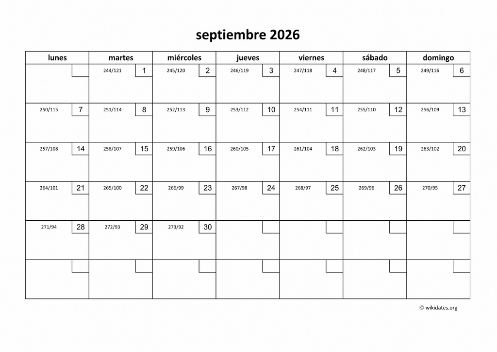 Calendario Septiembre 2026