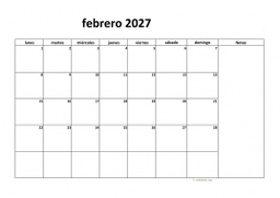 calendario febrero 2027 08