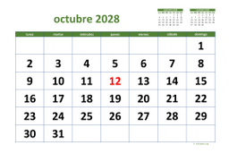 calendario octubre 2028 03