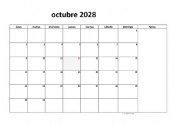 calendario octubre 2028 08