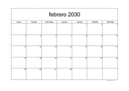 calendario febrero 2030 05
