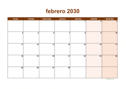 calendario febrero 2030 06