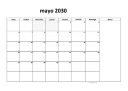 calendario mayo 2030 08