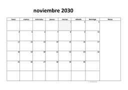calendario noviembre 2030 08