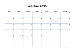 calendario octubre 2030 04