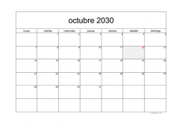 calendario octubre 2030 05
