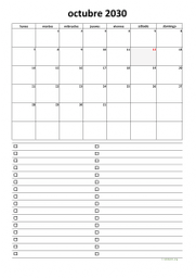 calendario octubre 2030 07