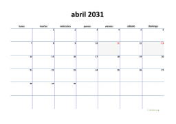 calendario abril 2031 04