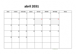 calendario abril 2031 08