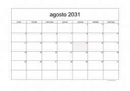 calendario agosto 2031 05