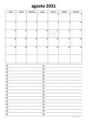 calendario agosto 2031 07