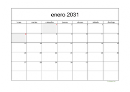 calendario enero 2031 05