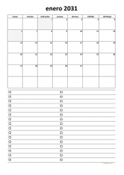 calendario enero 2031 07