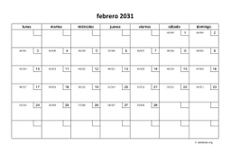 calendario febrero 2031 01