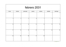 calendario febrero 2031 05